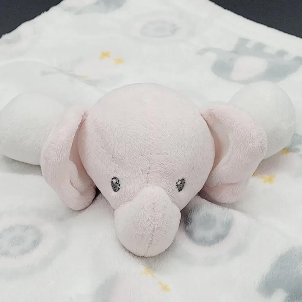 Blankets and Beyond Elephant Lovey Pink Security Blanket Plush Gray White